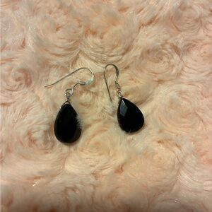 Elegant Black Onyx Teardrop Earrings🖤